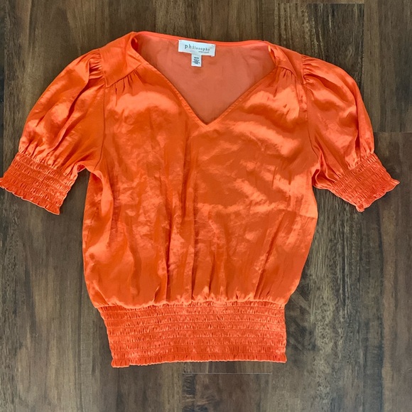 Philosophy Tops - Philosophy Republic Clothing Women’s Smocked Orange Blouse